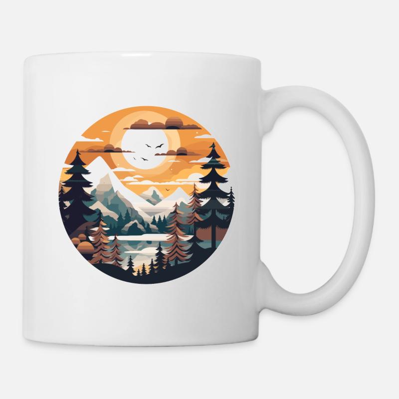 Berg Landschaft im Vintage Look - Tasse - Weiß
