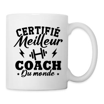 Certifié meilleur coach du monde - Mug blanc - blanc - Droite