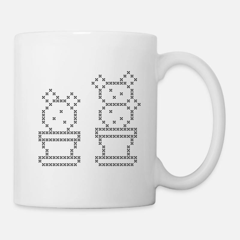 Cross stitch CACTI black - Mug - white