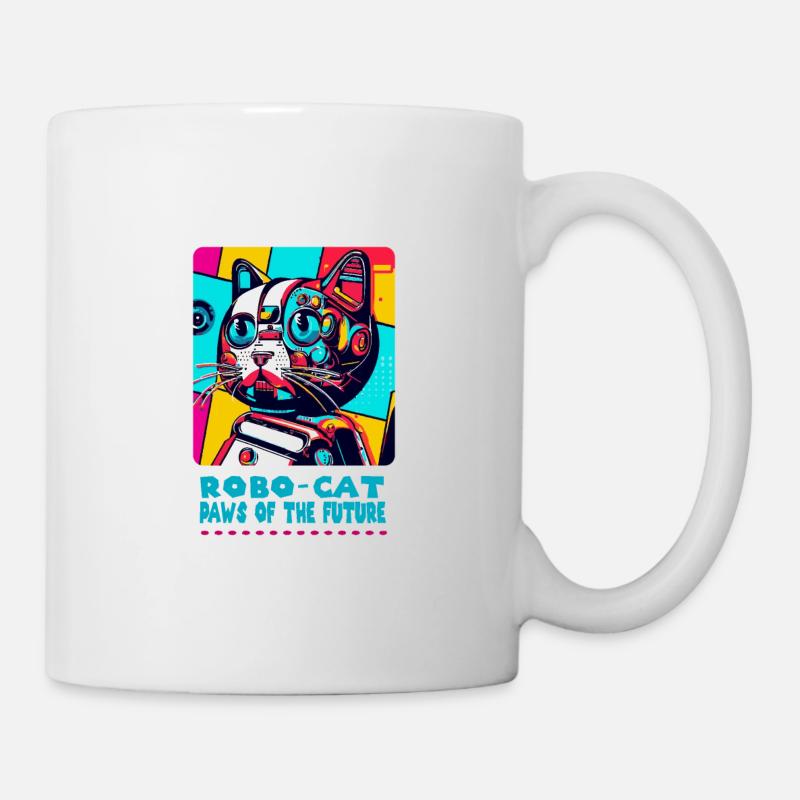 Robot Cat’s Futuristic Cat Print - Mug blanc - blanc