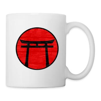 Black Torii Gate on Red Circle: Japanese Art - Mug - white - Right