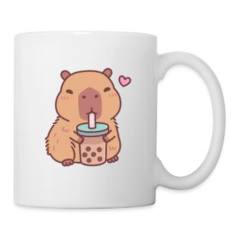 Cute Capybara Loves Drinking Bubble Tea - Mug - white - Right