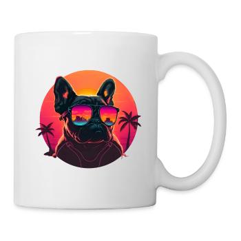 Synthwave french bulldog Sunset - Mug - white - Right