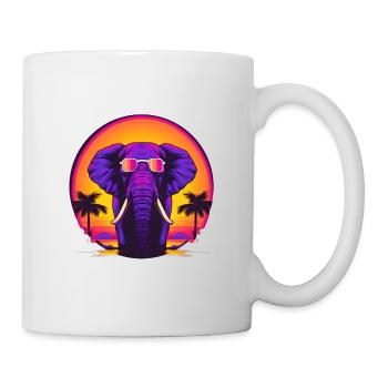 Synthwave Elephant African Sunset - Mug - white - Right