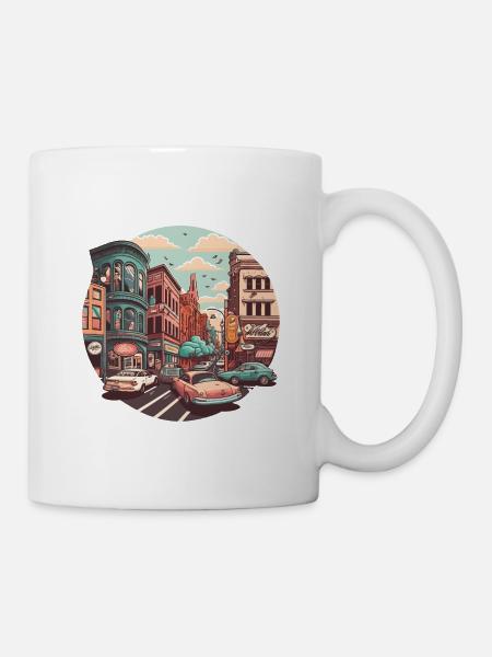 Retro-Stadtleben - Tasse - Weiß