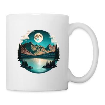 Mer de montagne éclairée par la lune - Mug blanc - blanc - Droite