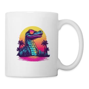 Synthwave crocodile sunset - Tasse - Weiß - Rechts
