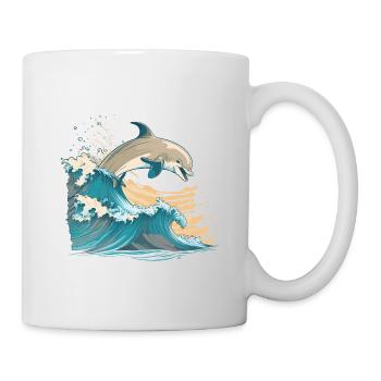 Der fröhliche Delphin - Tasse - Weiß - Rechts