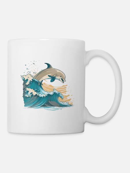 Der fröhliche Delphin - Tasse - Weiß