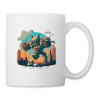 Roboter gegen Monster - Tasse - Weiß - Rechts