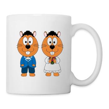 BIBER - HOCHZEIT - OTTER - BRAUTPAAR - LIEBE - Tasse - Weiß - Rechts