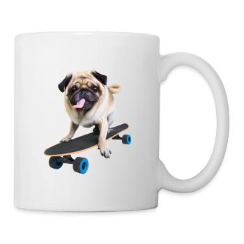 Mops auf Skateboard AICF 1 - Tasse - Weiß - Rechts