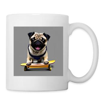 Mops auf Skateboard AICF 2 - Tasse - Weiß - Rechts