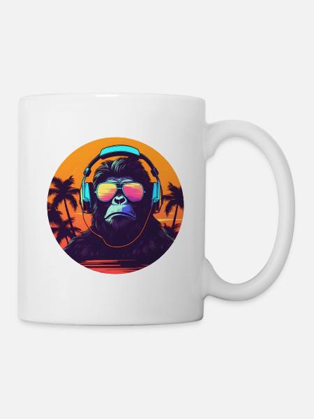 Synthwave DJ Gorilla - Mug blanc - blanc