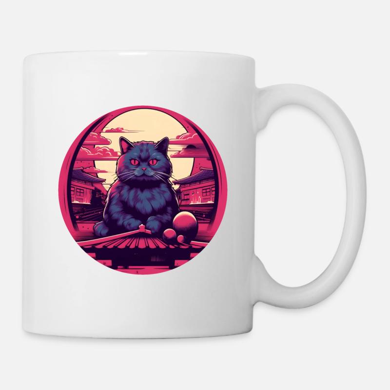 Synthwave japan Cat - Tasse - Weiß
