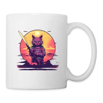Synthwave samurai Cat sunset - Tasse - Weiß - Rechts
