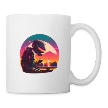 Synthwave astronaut Space dinner - Tasse - Weiß - Rechts