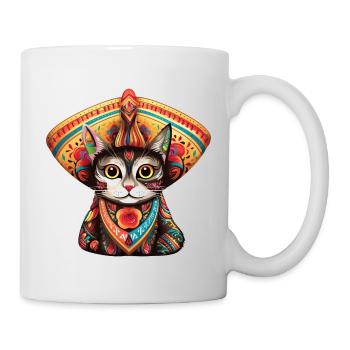Chat en vêtements traditionnels sud-américains - Mug blanc - blanc - Droite