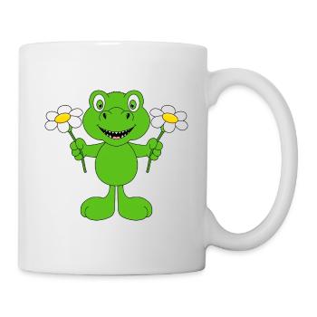 BLUMEN - DINO - DINOSAURIER - KINDER - BABYS - Tasse - Weiß - Rechts