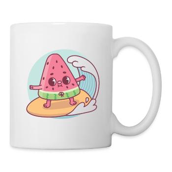 Cute Watermelon Surfing The Waves Funny - Mug - white - Right