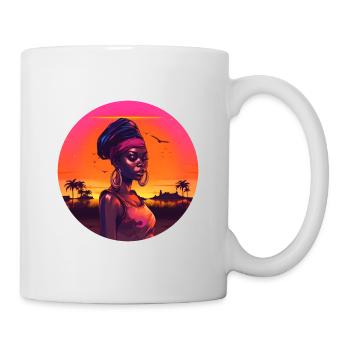 Synthwave traditional african woman - Tasse - Weiß - Rechts