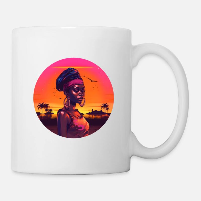 Synthwave traditional african woman - Tasse - Weiß