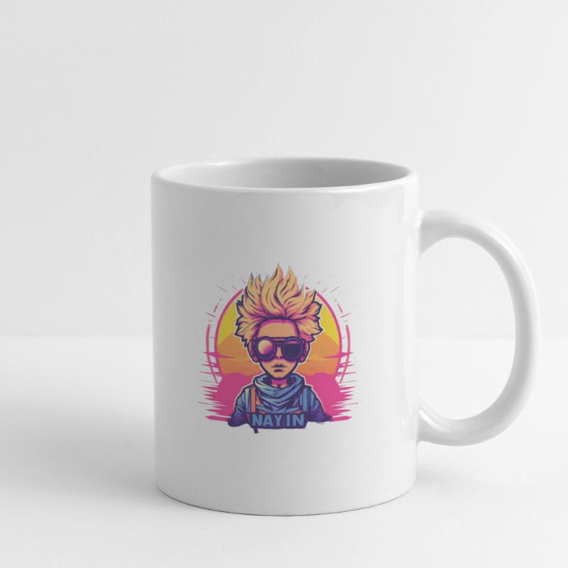 Synthwave Boy Sunset Mug blanc