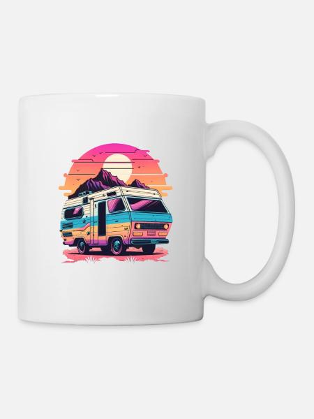 Synthwave Camper - Tasse - Weiß