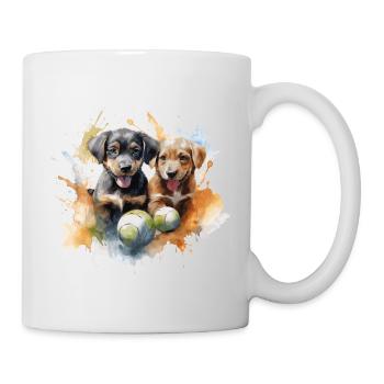 chiots jouant avec une balle - Mug blanc - blanc - Droite