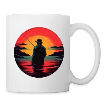 Fishing in sunrise - Mug - white - Right