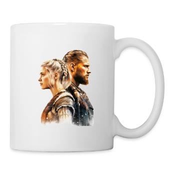 Young Viking couple fights together - Mug - white - Right