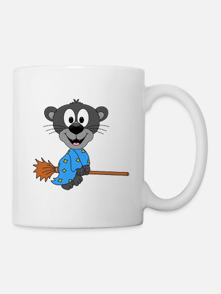 HEXENBESEN - FLIEGEN - HEXE - PANTER - TIER - Tasse - Weiß