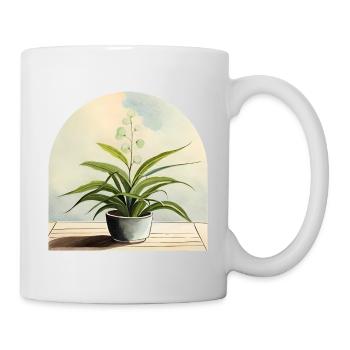 Pflanze ästhetisch in Wasserfarben - Tasse - Weiß - Rechts