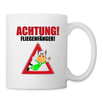 ACHTUNG! FLIEGENFÄNGER - KUH - TORWART - FUßBALL - Tasse - Weiß - Rechts