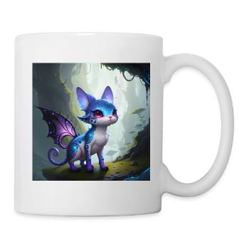 Chat extraterrestre avec des ailes, Fantastique - Mug blanc - blanc - Droite