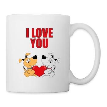 I LOVE YOU - HUNDE - HUND - LIEBE - HERZ - TIERE - Tasse - Weiß - Rechts