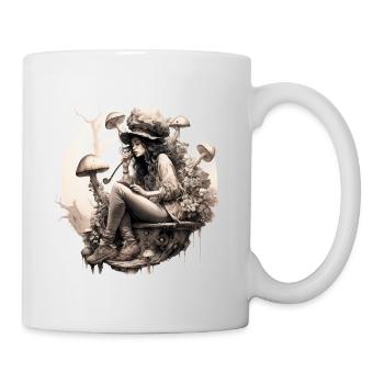 Pipe Smoking Mushroom Woman - Mug - white - Right