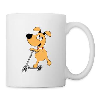 ROLLER - SCOOTER - HUND - TIER - TIERISCH - GUT - Tasse - Weiß - Rechts