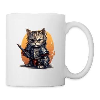 Cat in Knight Equipment with Sword, AI Gene - Mug - white - Right