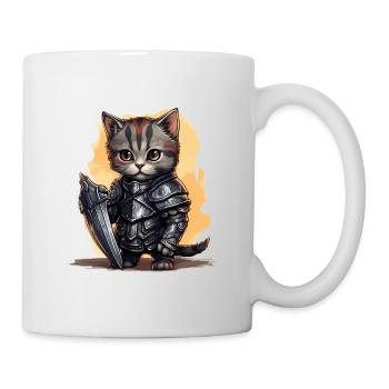 Cat in Knight Equipment with Shield, AI Gene - Mug - white - Right