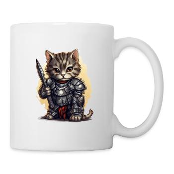 Chat en équipement de chevalier avec poignard, AI Gene - Mug blanc - blanc - Droite