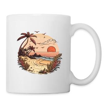 Coucher de soleil sur la plage - Mug blanc - blanc - Droite
