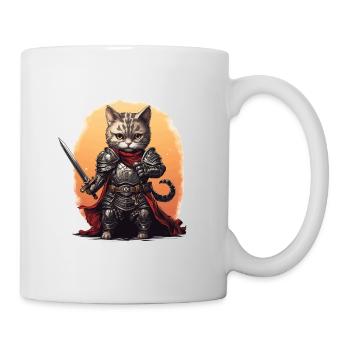 Katze in Ritter Ausrüstung mit Langschwert, AI Gen - Tasse - Weiß - Rechts