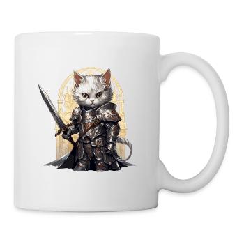 Katze in Ritter Ausrüstung mit Langschwert, AI Gen - Tasse - Weiß - Rechts