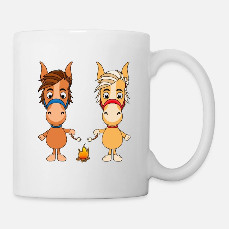 PFERDE - PONY - LAGERFEUER - MARSHMALLOWS - TIERE - Tasse - Weiß