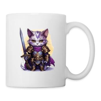Katze in Ritter Ausrüstung mit Langschwert, AI Gen - Tasse - Weiß - Rechts