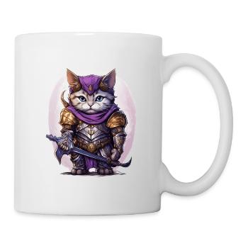 Katze in Ritter Ausrüstung mit Langschwert, AI Gen - Tasse - Weiß - Rechts