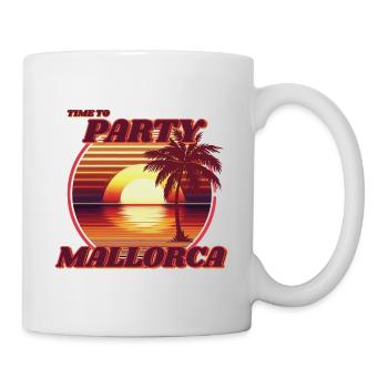 Party auf Mallorca, romantisches Retro-Sonnenuntergangsdesign. - Tasse - Weiß - Rechts