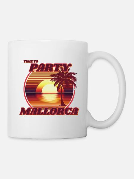 Fête à Majorque, design romantique rétro coucher de soleil. - Mug blanc - blanc