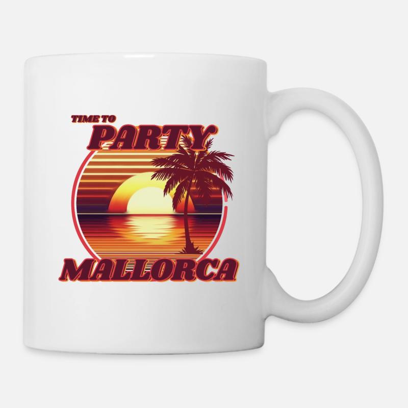 Party in Mallorca, romantic retro sunset design. - Mug - white